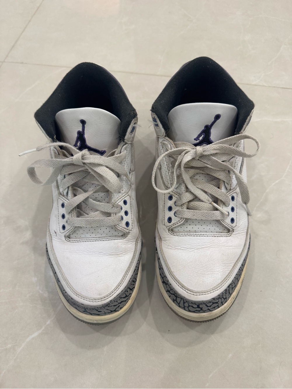 Nike Air Jordan Retro 3 Dark Iris Retro Leather Sneakers